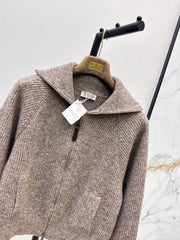 Brunello Cucinelli/26 Early Autumn Latest Vintage Style Outfit Textured Wool Cardigan
