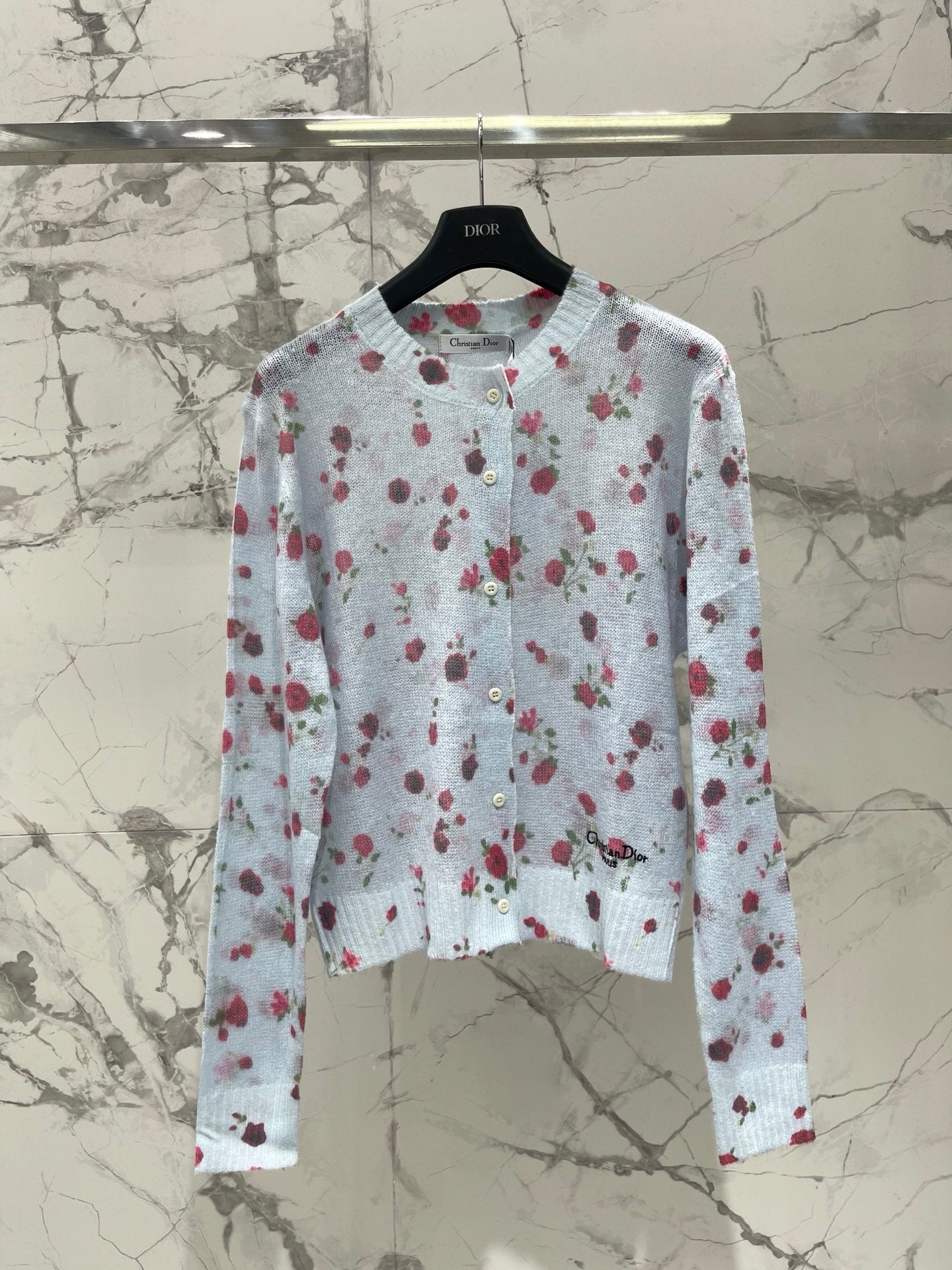 Dior/New Ombre Floral Print Knit Cardigan