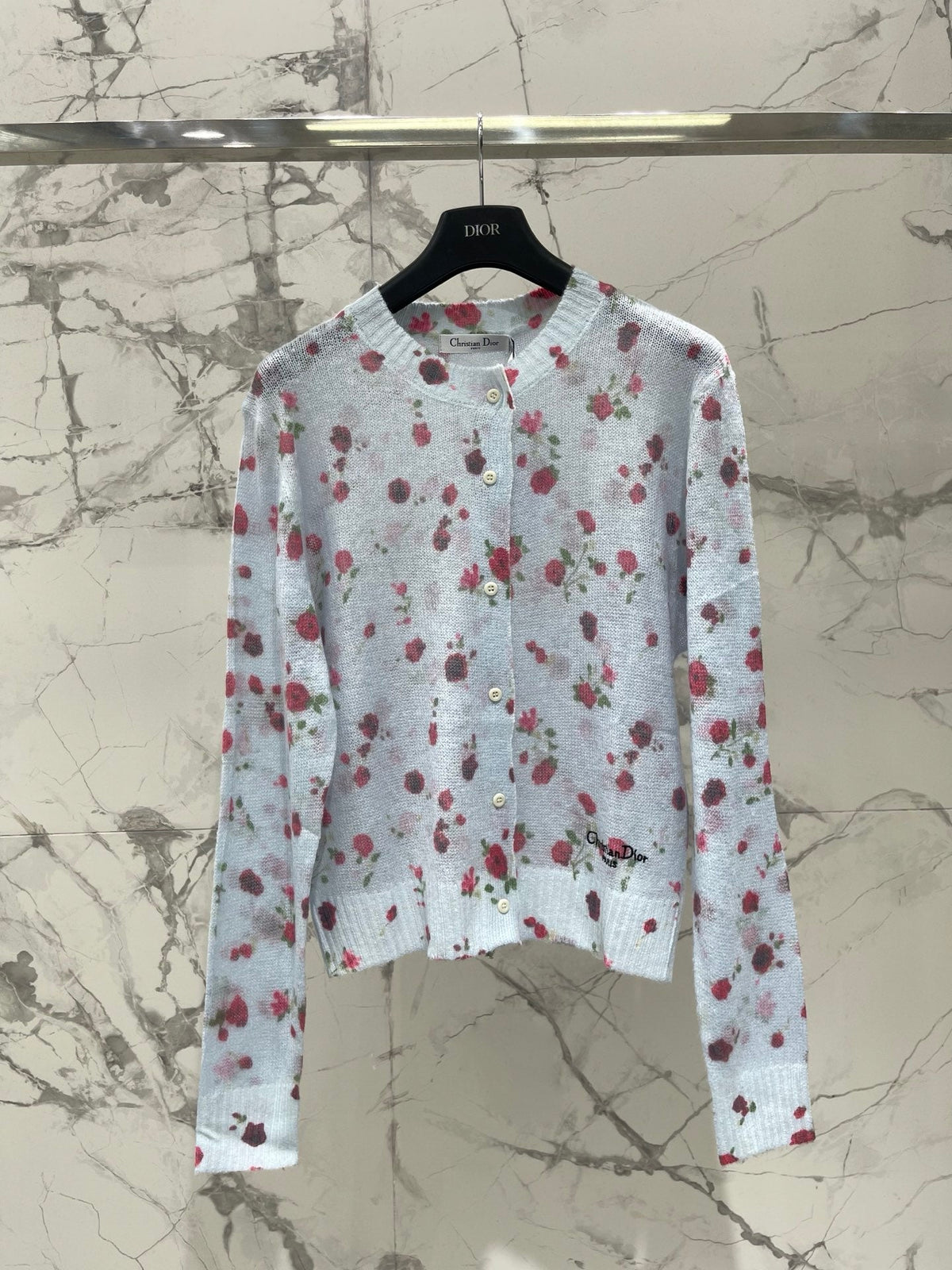 Dior/New Ombre Floral Print Knit Cardigan
