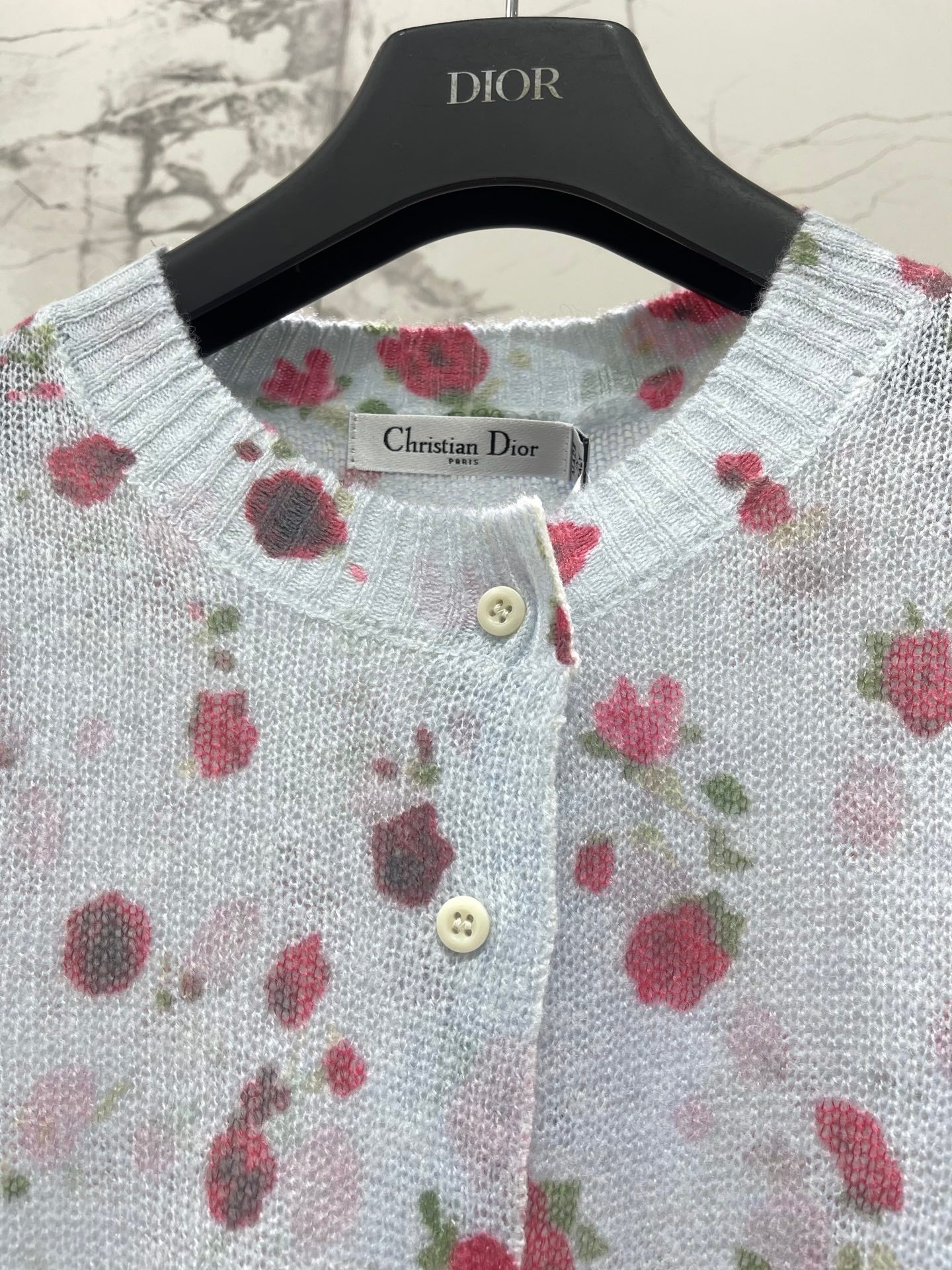 Dior/New Ombre Floral Print Knit Cardigan