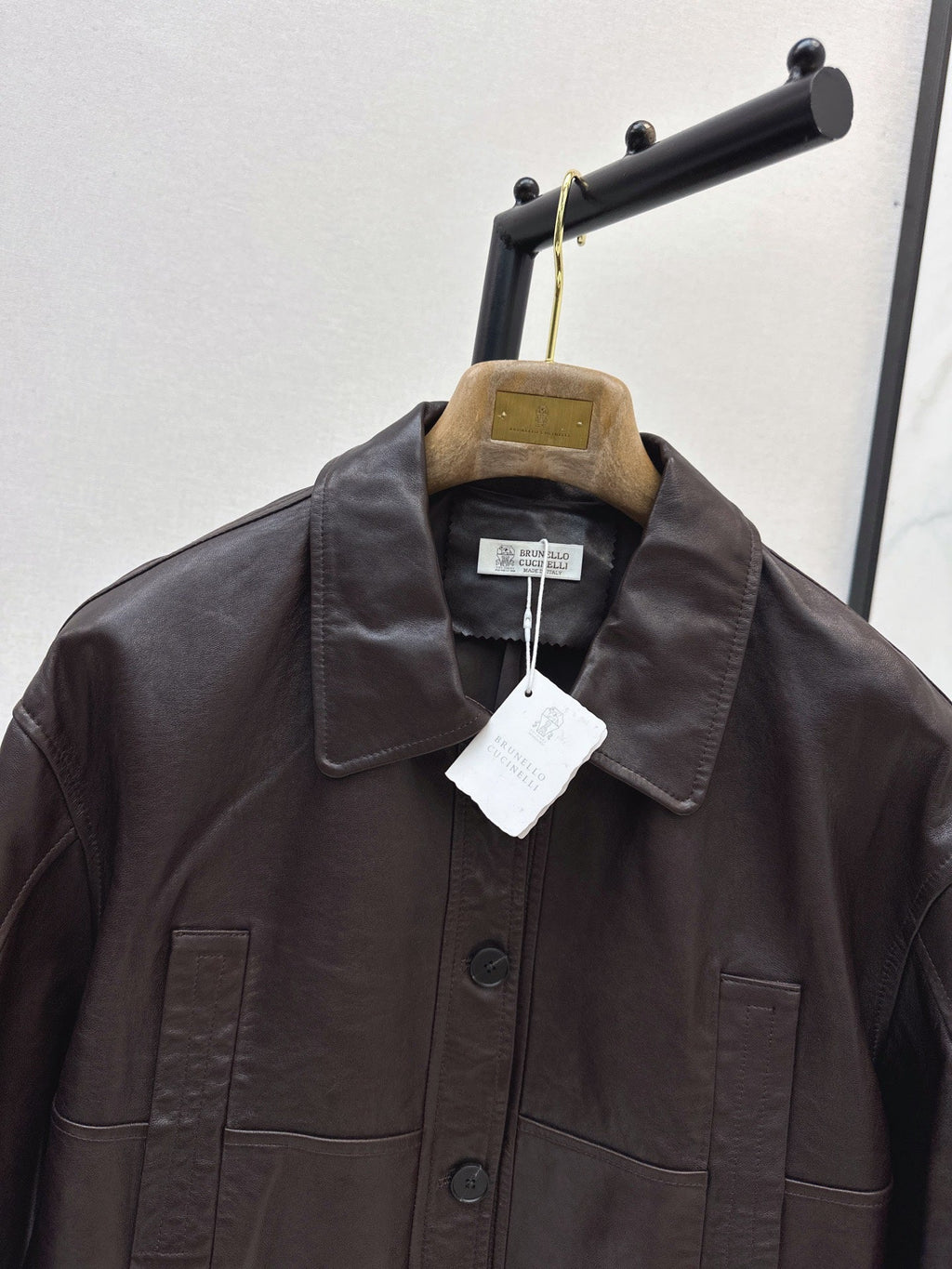 Brunello Cucinelli/26Latest Early-Autumn Cropped Lapel Leather Jacket