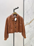 Brunello Cucinelli/26Latest Early-Autumn Cropped Lapel Leather Jacket