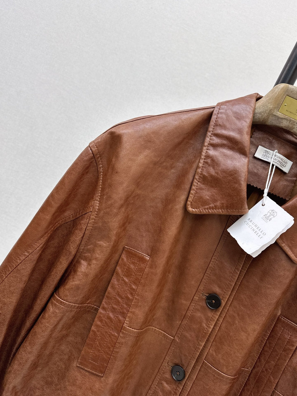 Brunello Cucinelli/26Latest Early-Autumn Cropped Lapel Leather Jacket