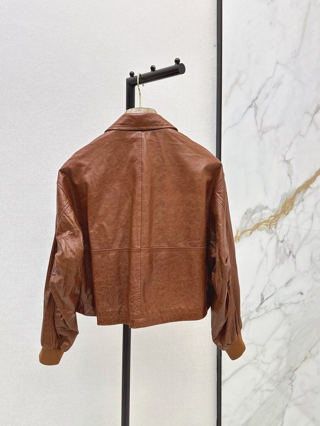 Brunello Cucinelli/26Latest Early-Autumn Cropped Lapel Leather Jacket