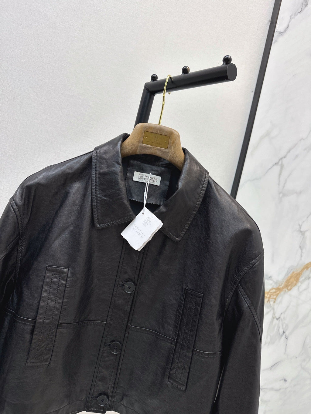 Brunello Cucinelli/26Latest Early-Autumn Cropped Lapel Leather Jacket