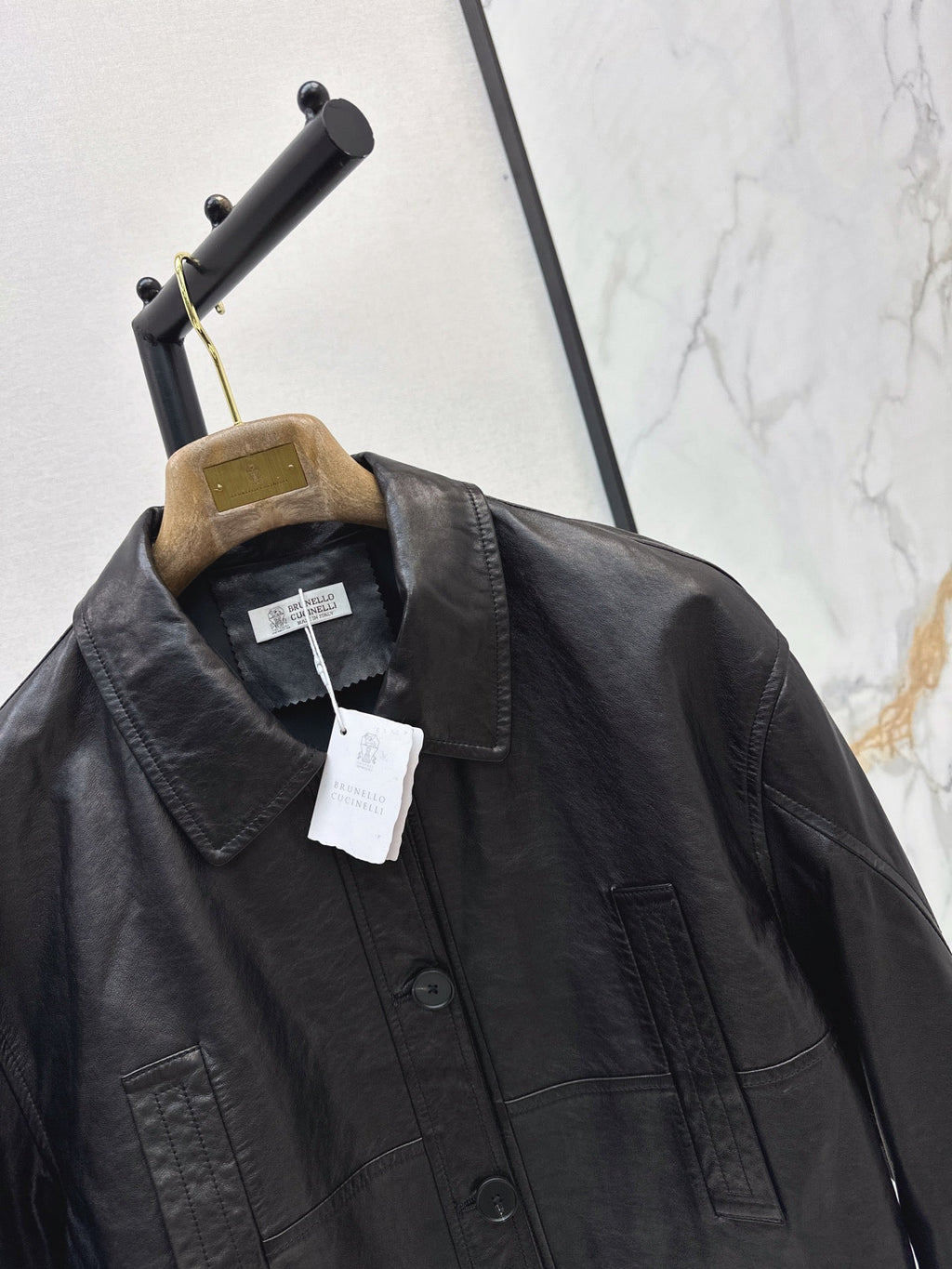 Brunello Cucinelli/26Latest Early-Autumn Cropped Lapel Leather Jacket