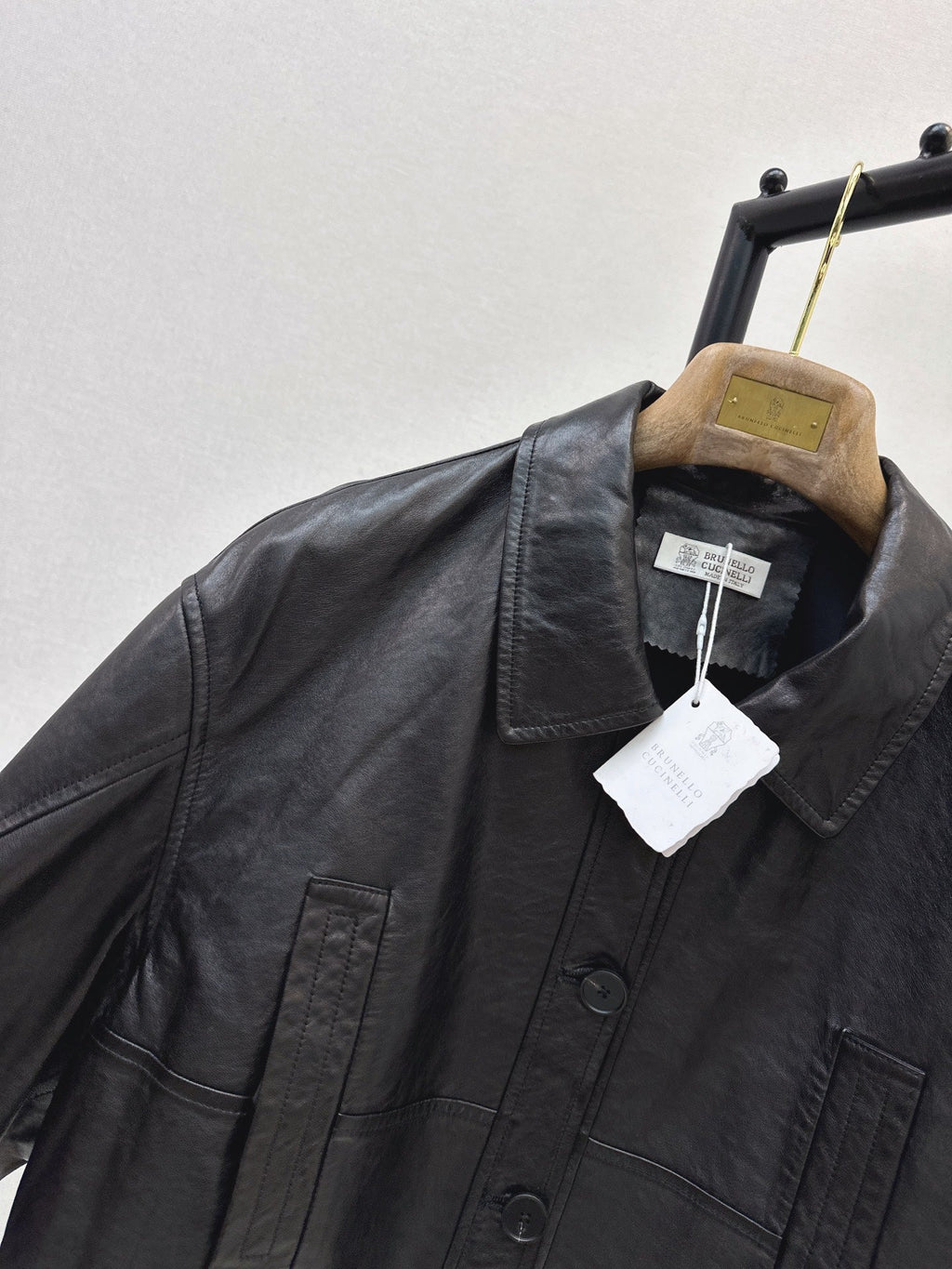 Brunello Cucinelli/26Latest Early-Autumn Cropped Lapel Leather Jacket