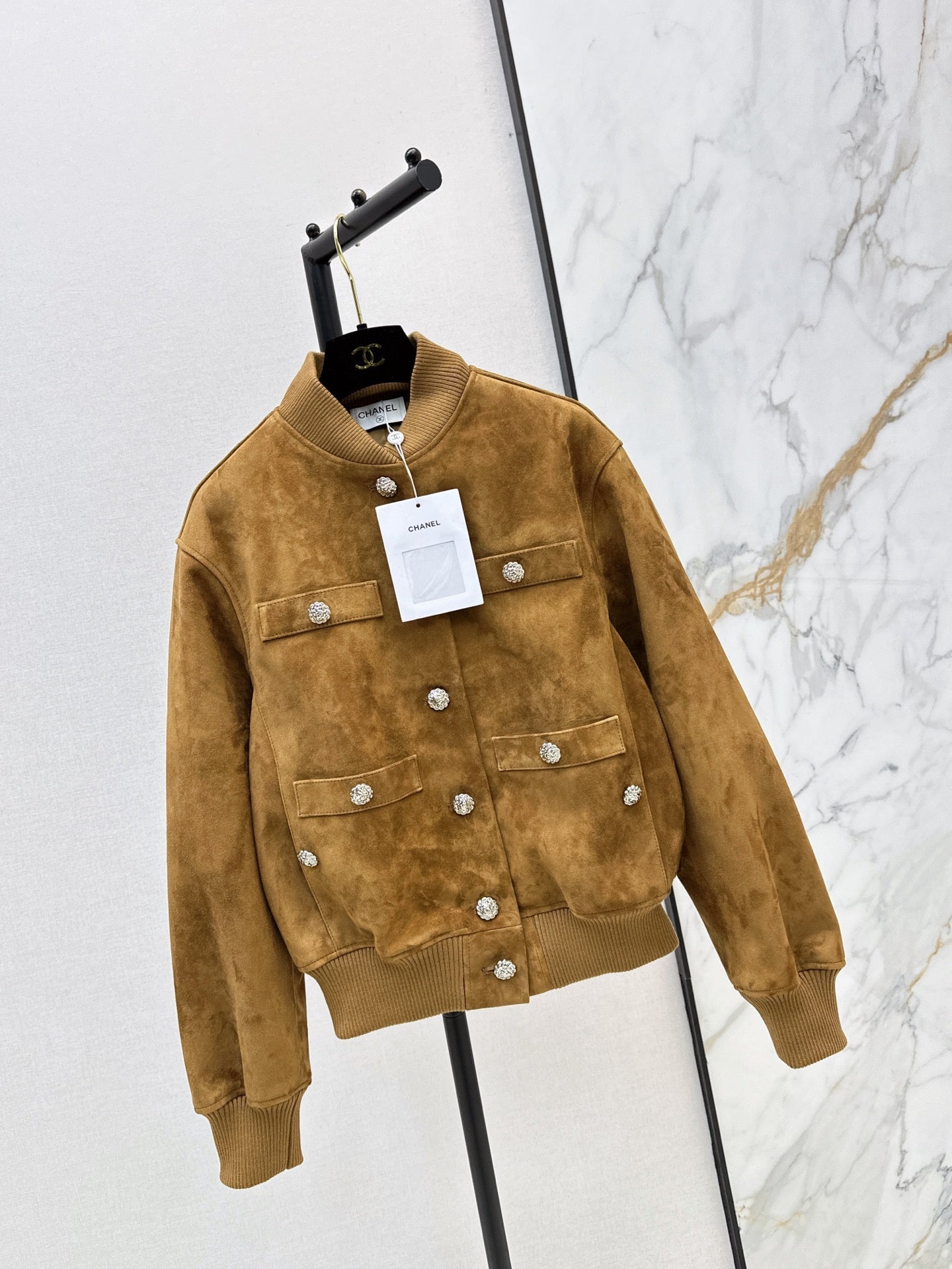 chanel/26Latest Early-Autumn Suede-Finish Baseball Jacket