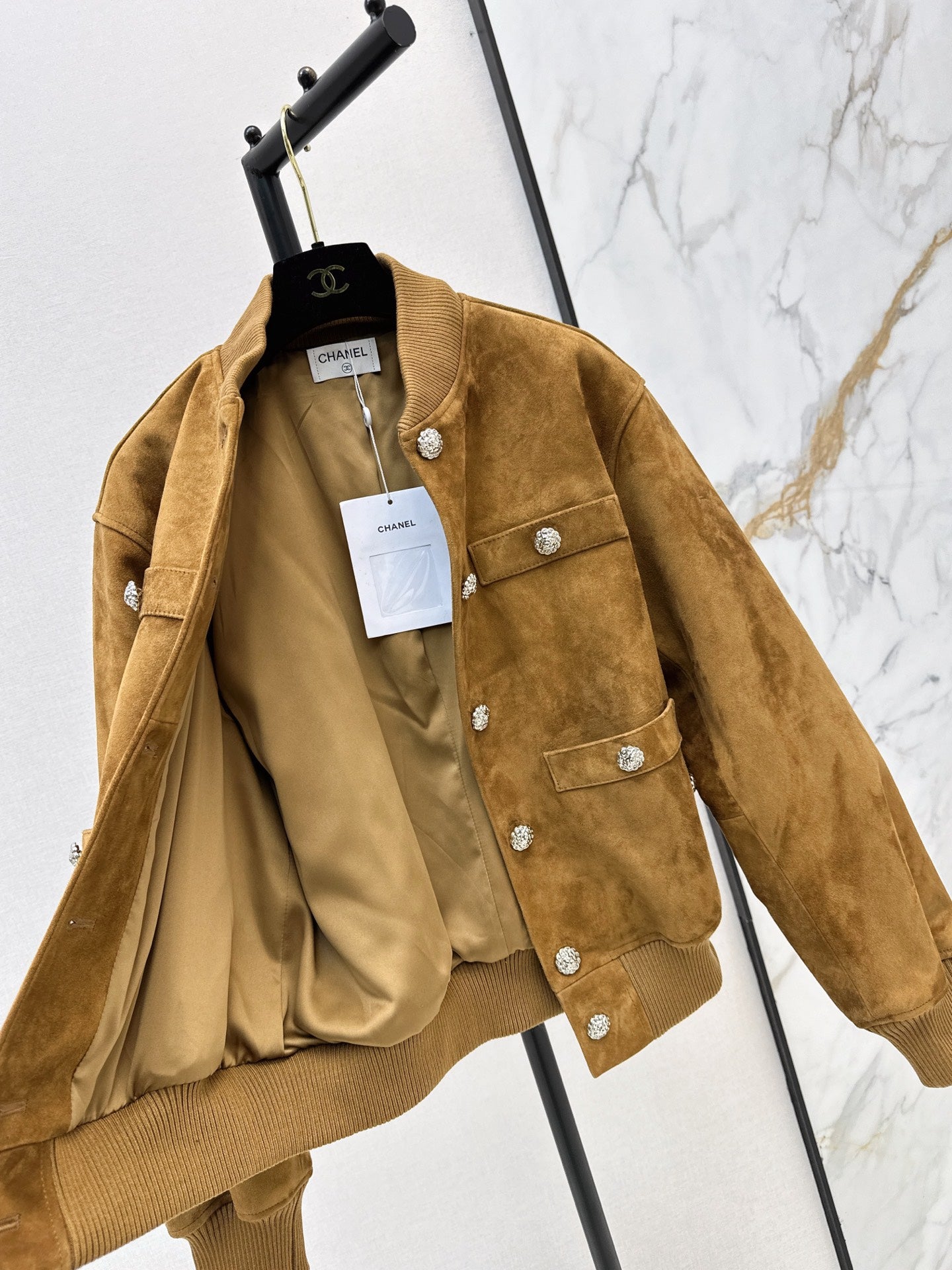 chanel/26Latest Early-Autumn Suede-Finish Baseball Jacket