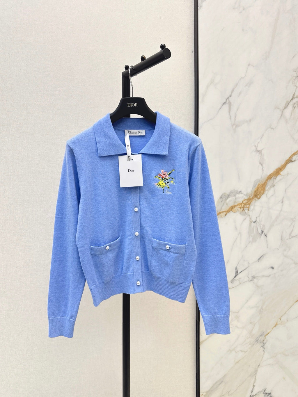 dior/26New Early Autumn Collared Long-Sleeve Knit Cardigan