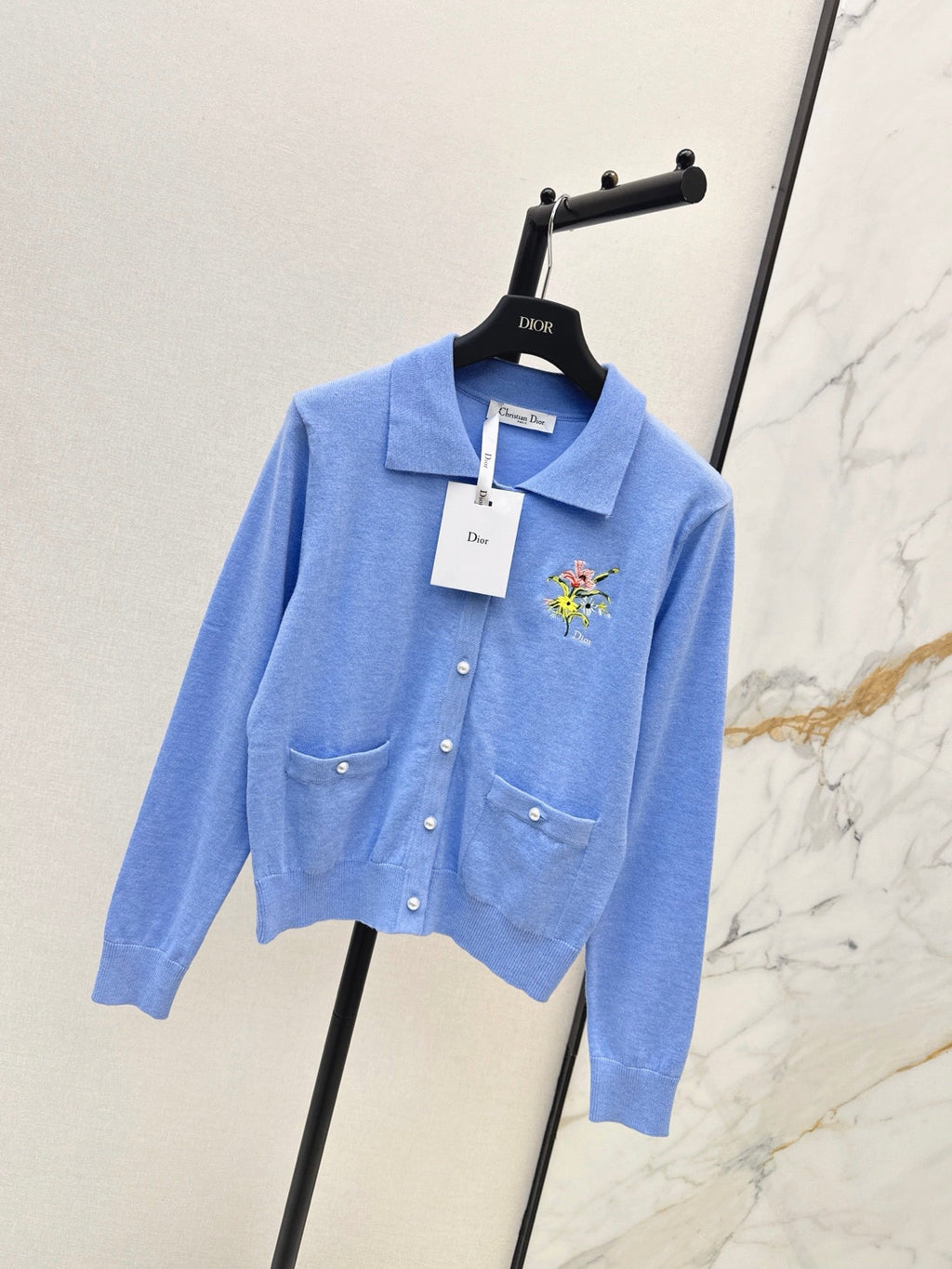dior/26New Early Autumn Collared Long-Sleeve Knit Cardigan