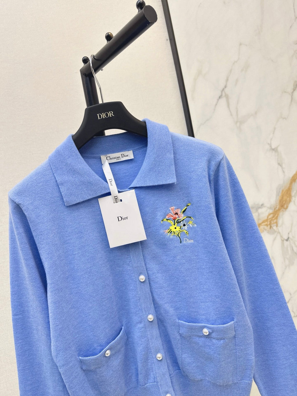 dior/26New Early Autumn Collared Long-Sleeve Knit Cardigan