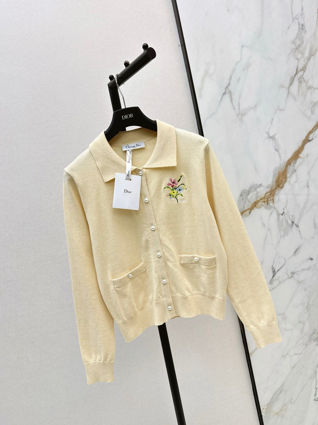dior/26New Early Autumn Collared Long-Sleeve Knit Cardigan
