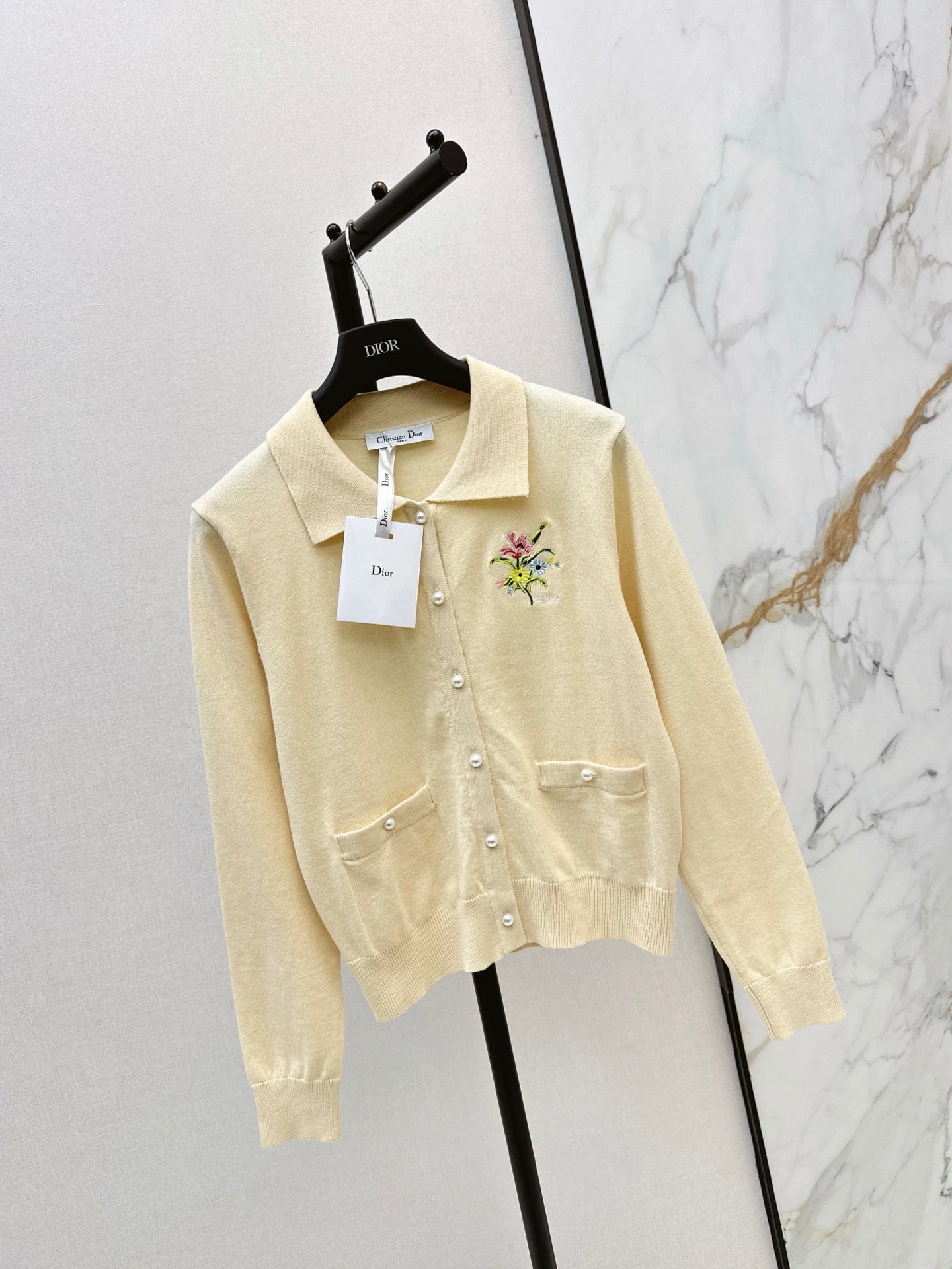 dior/26New Early Autumn Collared Long-Sleeve Knit Cardigan