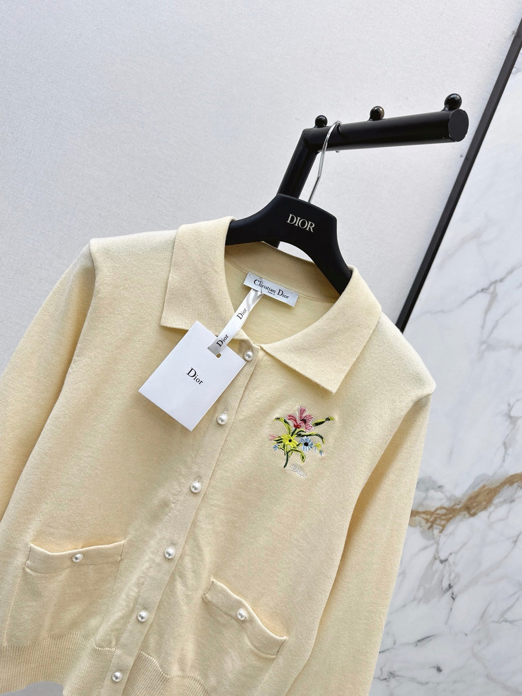 dior/26New Early Autumn Collared Long-Sleeve Knit Cardigan