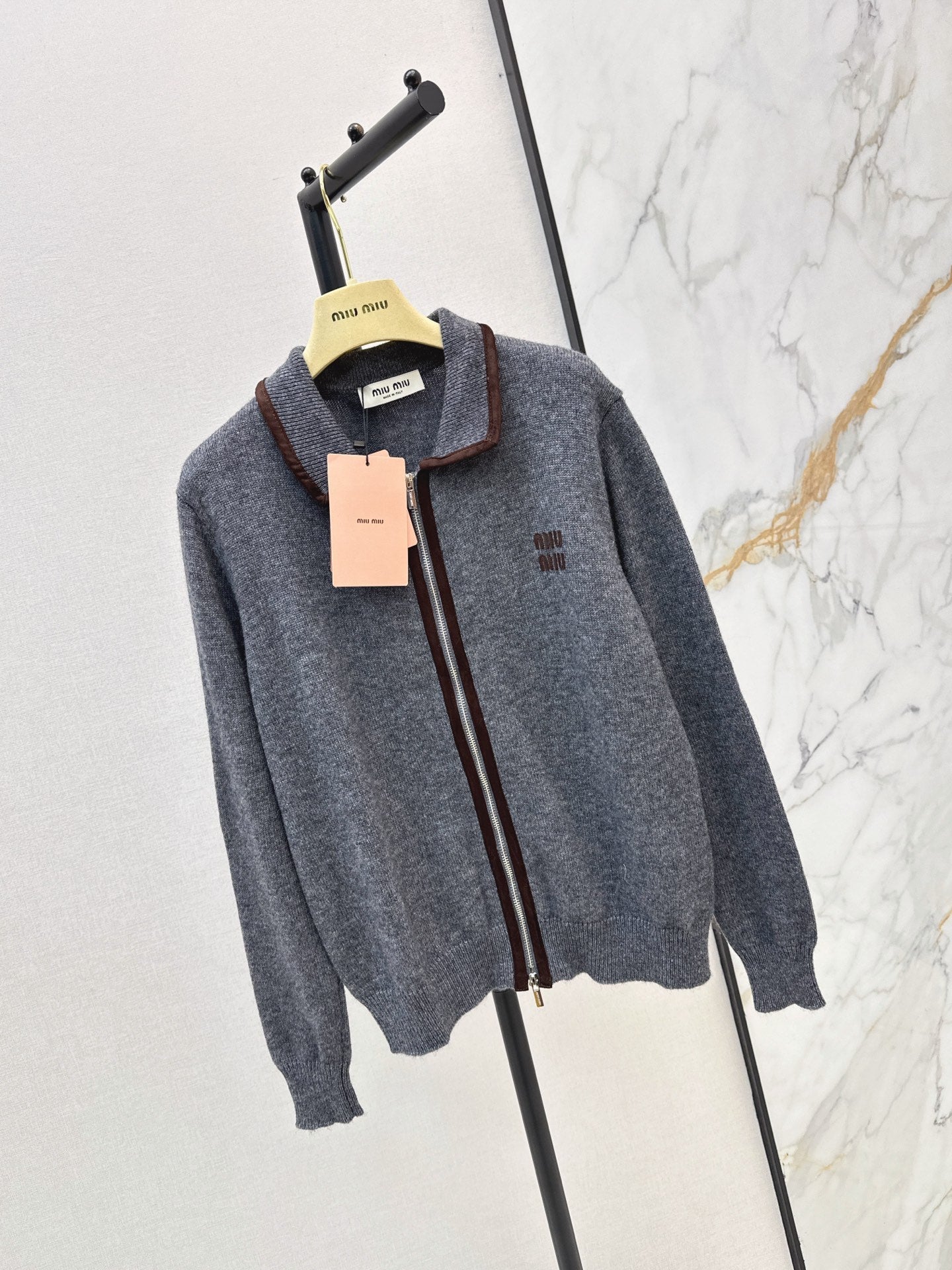 MiuMiu/26Latest Fall/Winter Collared Zip-Up Cardigan
