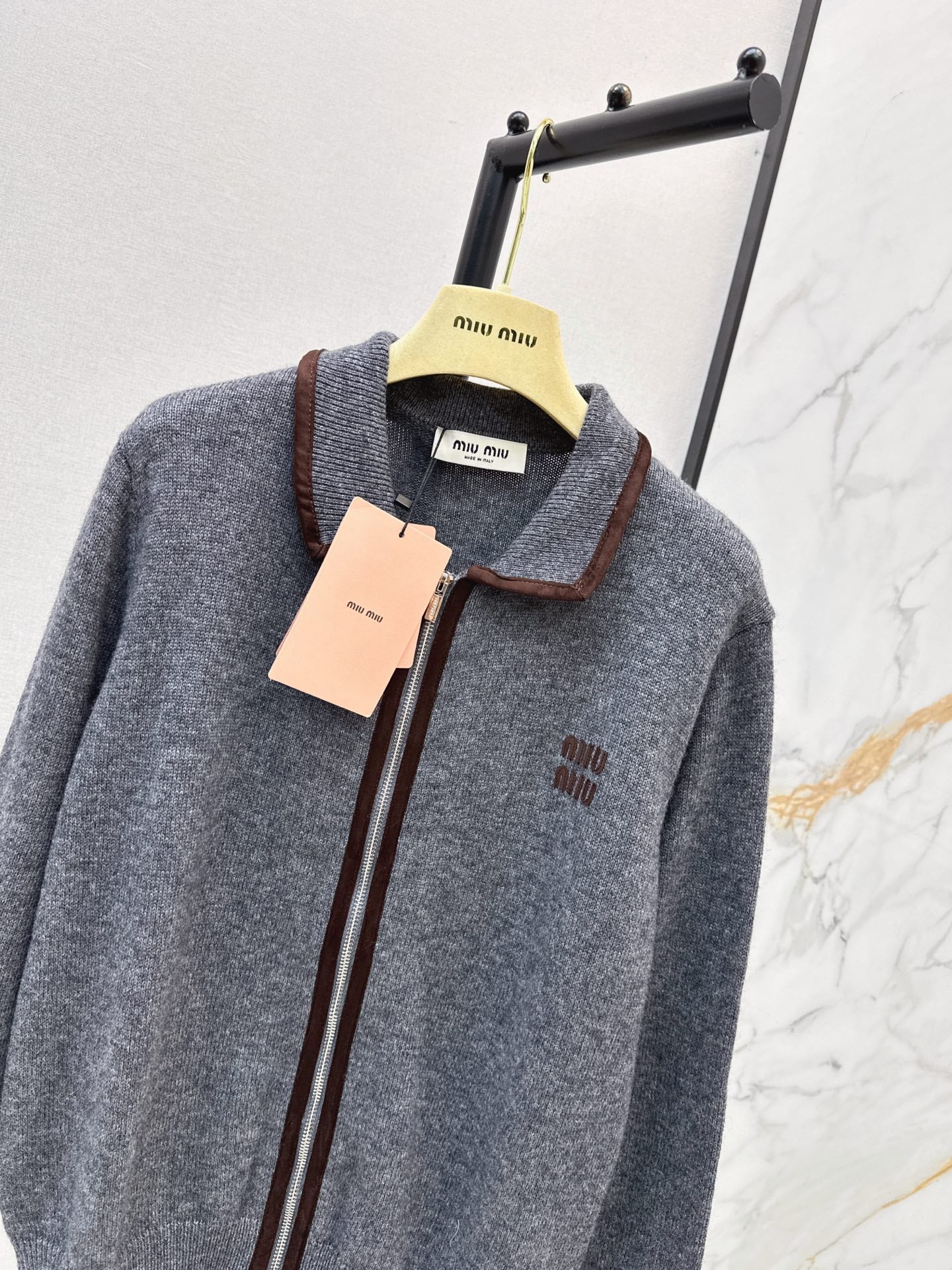 MiuMiu/26Latest Fall/Winter Collared Zip-Up Cardigan