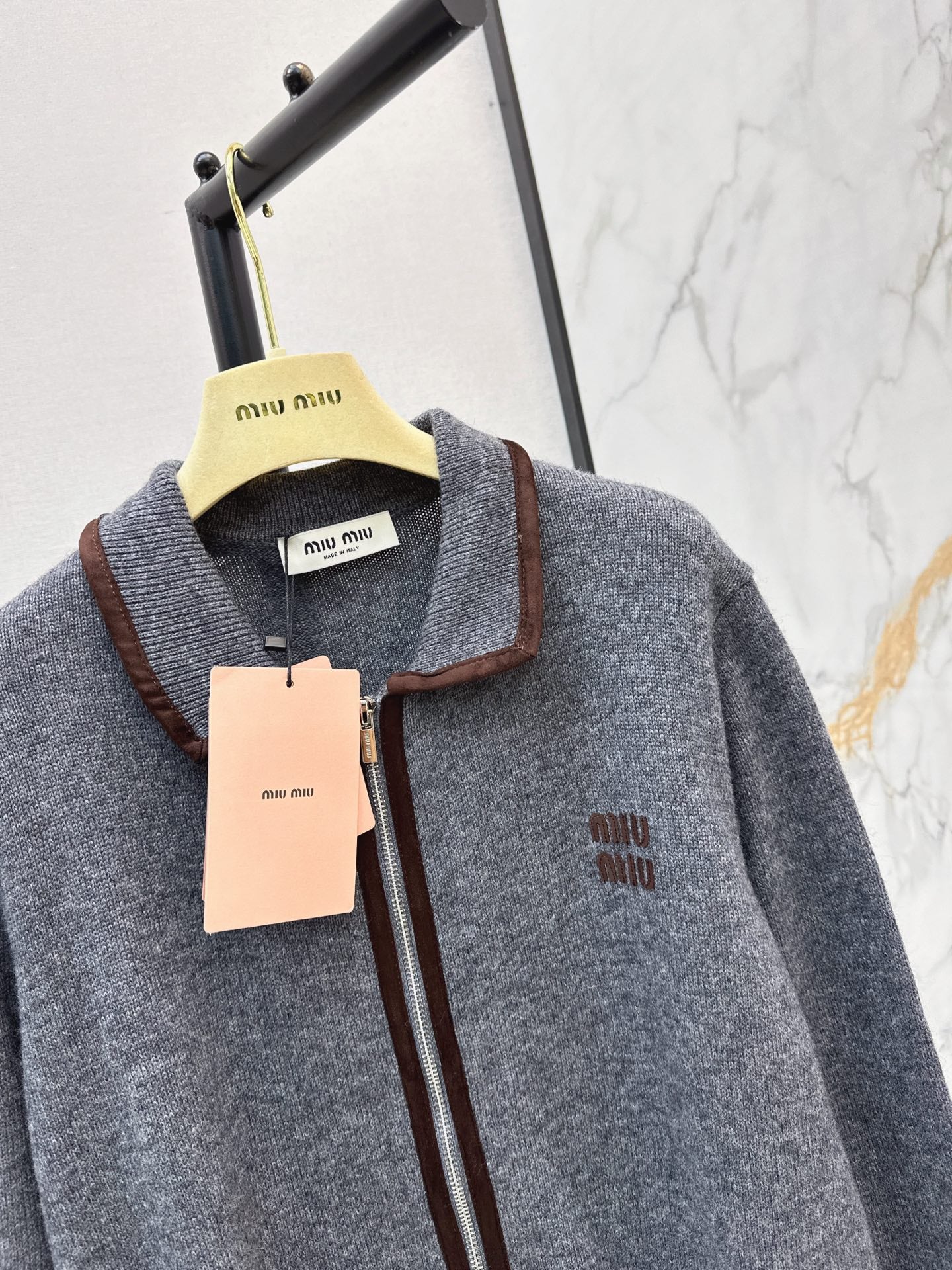 MiuMiu/26Latest Fall/Winter Collared Zip-Up Cardigan