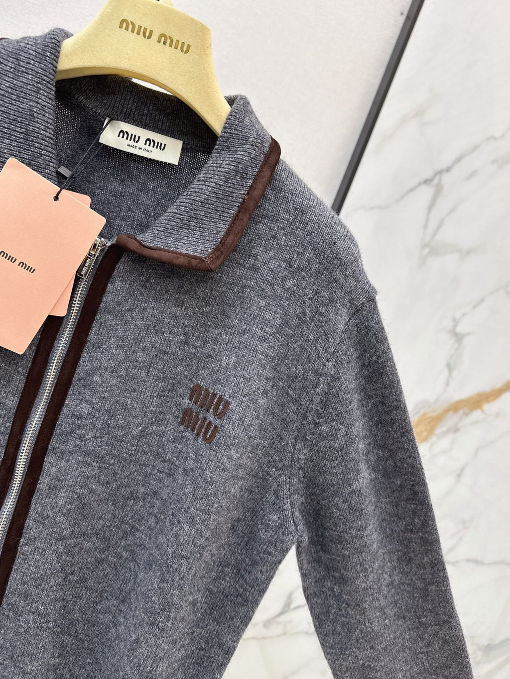 MiuMiu/26Latest Fall/Winter Collared Zip-Up Cardigan