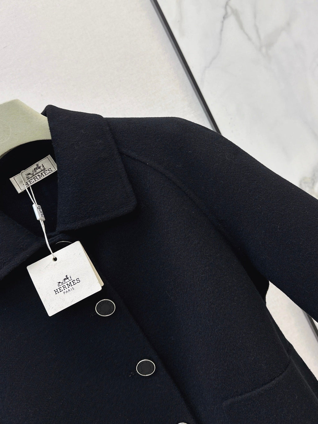 Hermes/26New Early Autumn Collared Wool Coat