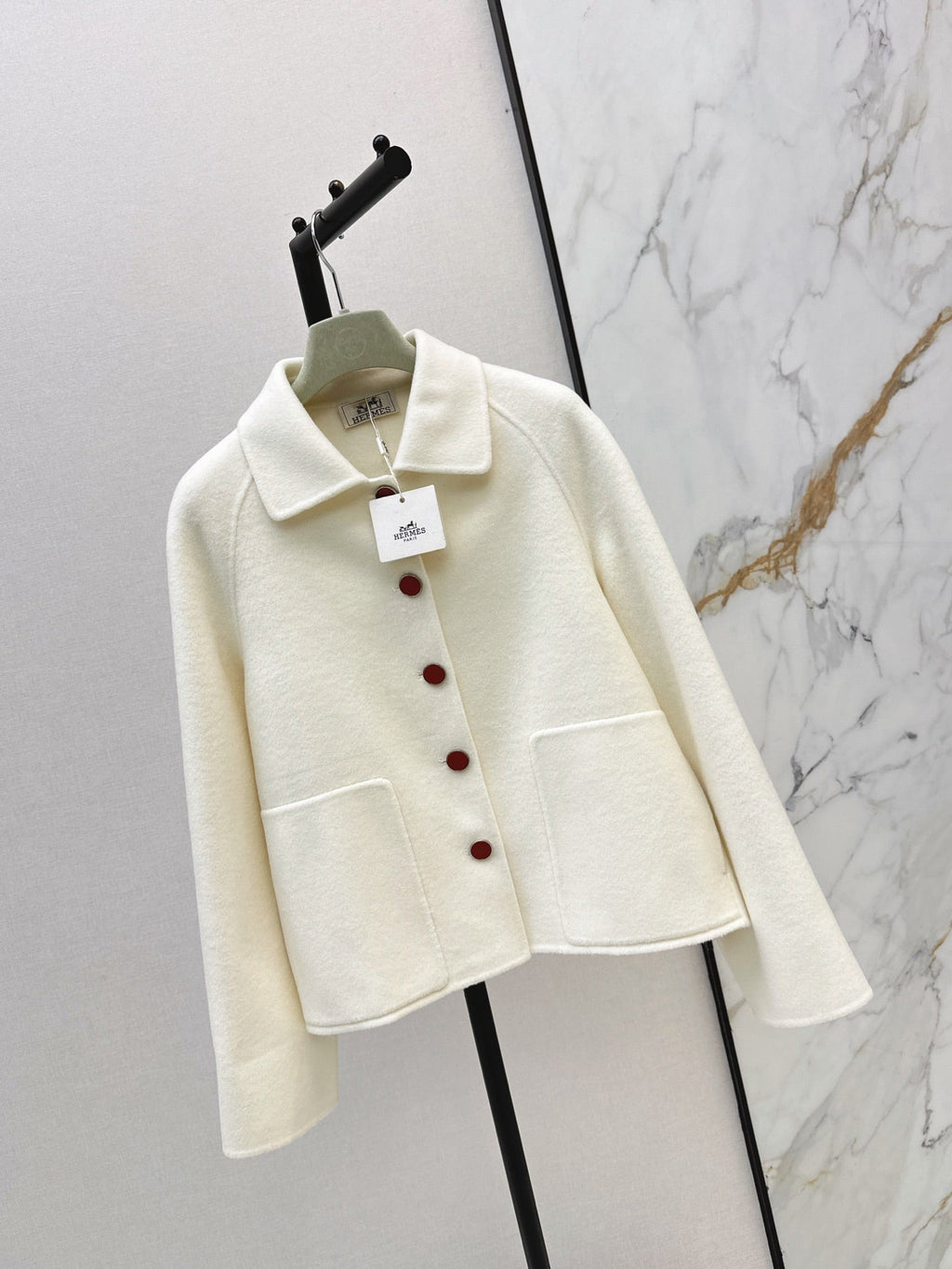 Hermes/26New Early Autumn Collared Wool Coat