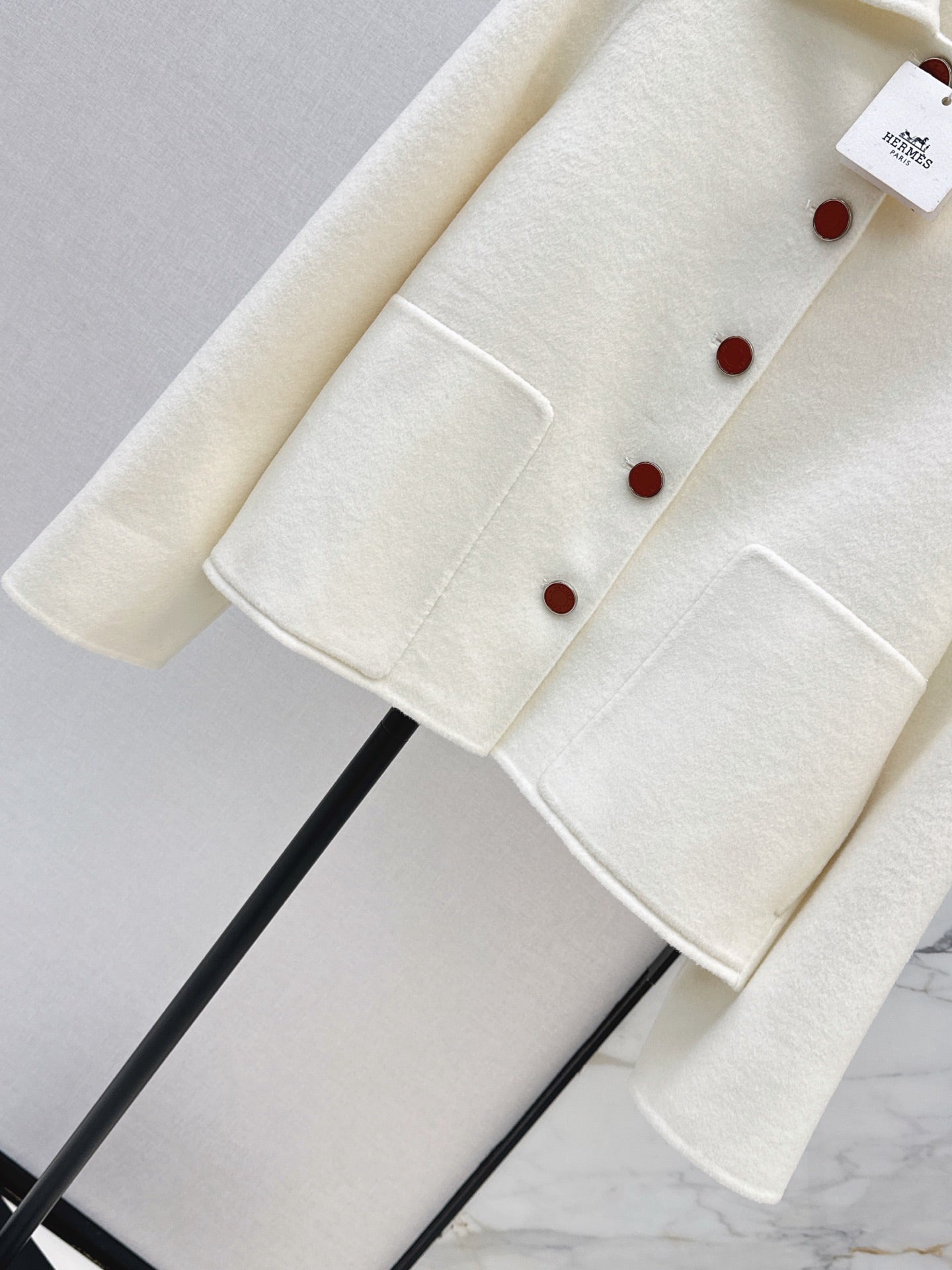 Hermes/26New Early Autumn Collared Wool Coat