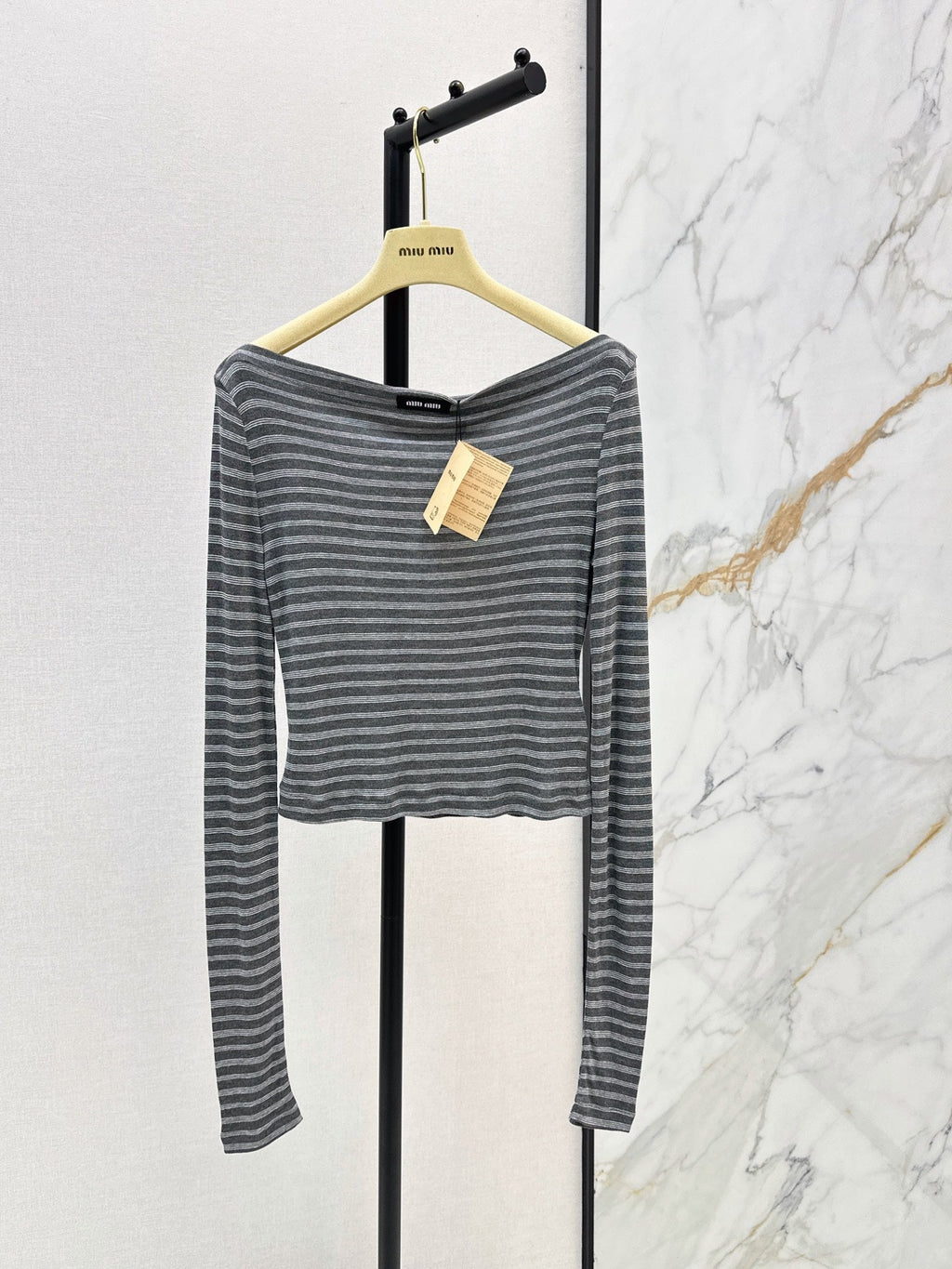 MiuMiu/26Latest Early Autumn Striped Cropped Top