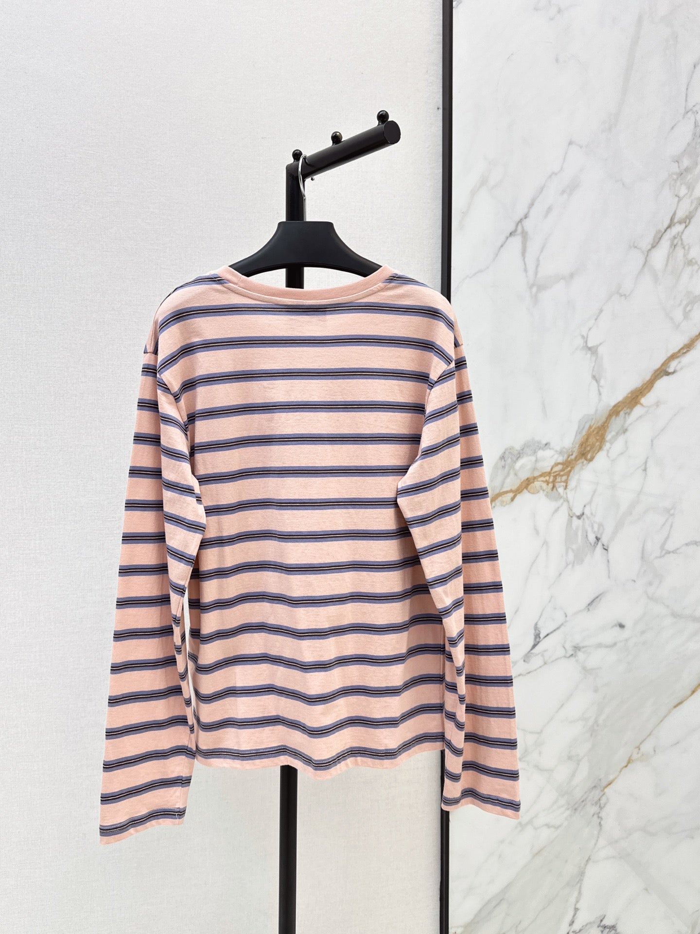 PRADA/26New Early Autumn Pink Striped Long-Sleeve Top