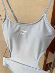 Sky blue one-piece swimsuit