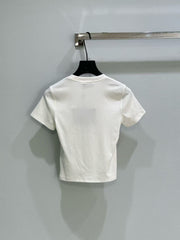 Lightweight and slimming round neck short-sleeved knitwear