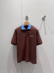 Color-blocked double-layered collar polo shirt