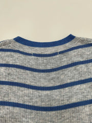 Striped wool knit short-sleeved top