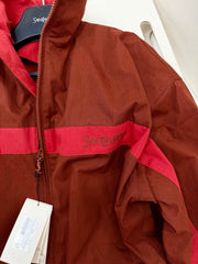 Burgundy Color-Blocked Stand-Up Collar Windbreaker