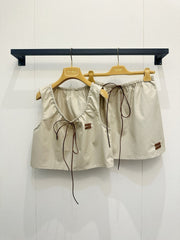 Hollow-out cotton-linen camisole