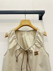 Hollow-out cotton-linen camisole