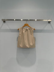 Khaki drawstring shorts + vest set
