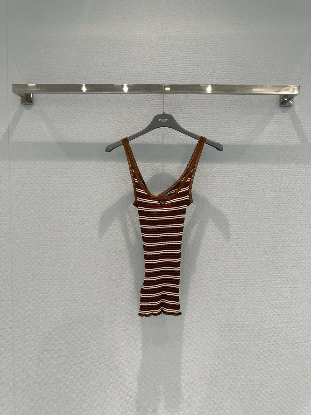 Lace-trimmed striped vest