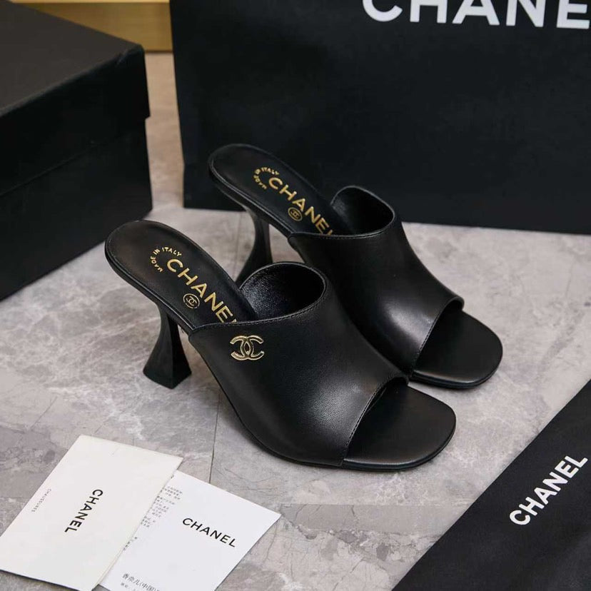 Open-toe high-heeled mules