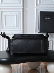 26SS New Niki Bag in Black Elephant-Grain Leather with Silver Hardware