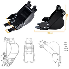 MMS 200mm Mini Excavator Bucket Attachment
