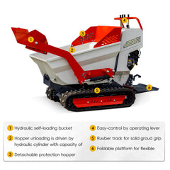 Tracked Mini Dumper for Sale, MS5050 6.5HP, 1100Lbs Load Capacity|MS5050