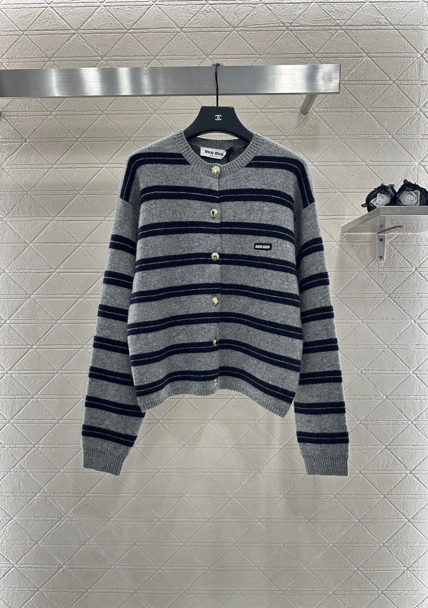 Striped Knit Long-Sleeve Cardigan