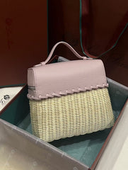 Loro Piana 2026 Extra Pocket L19 Bag Beige Pink Rattan Leather