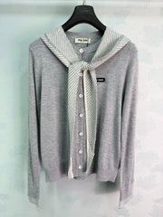 MiuMiu/26 Early Autumn New Striped Shawl Knit Cardigan