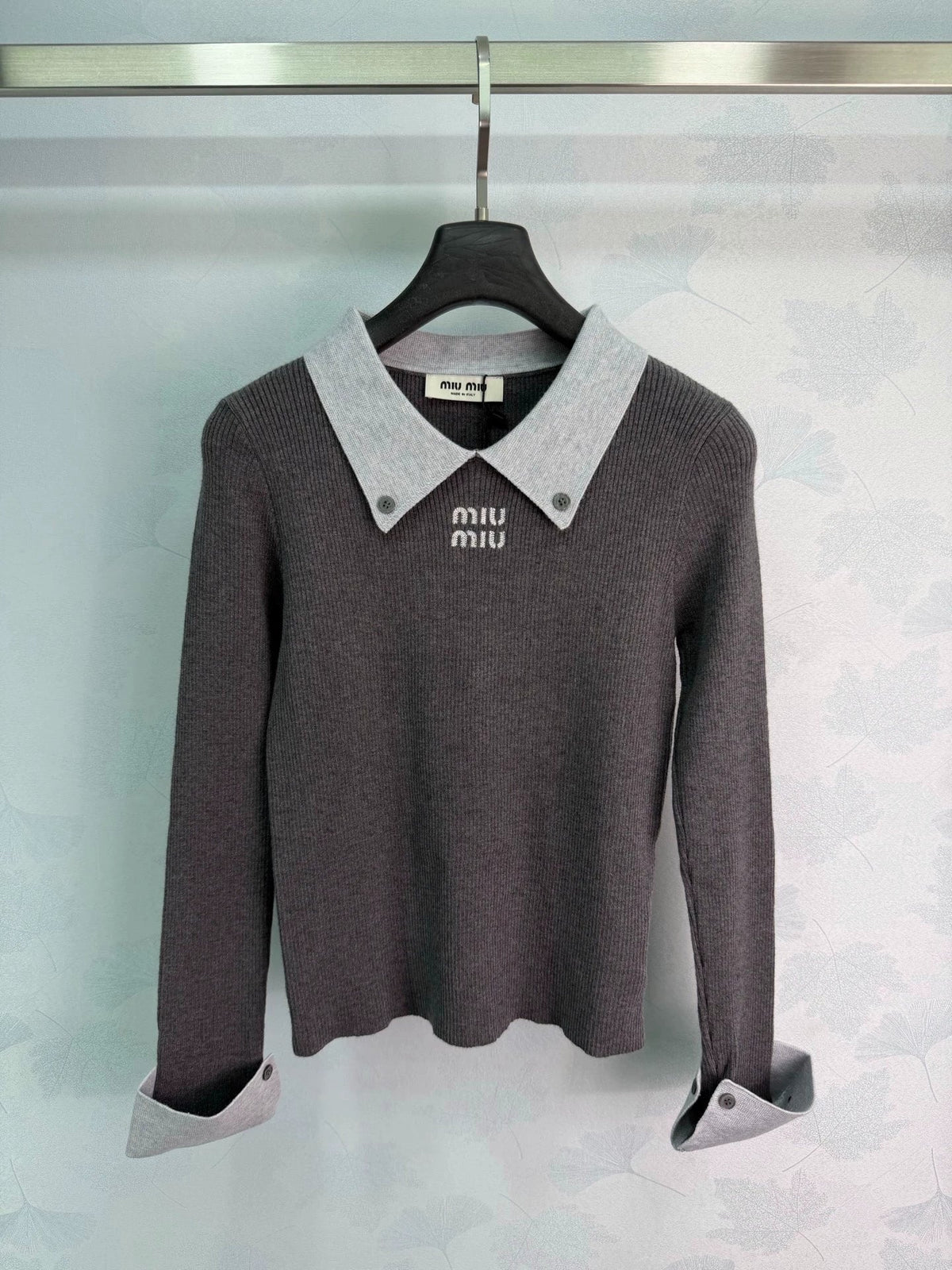 MiuMiu/Color-Block Collar Knit Sweater