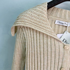 Dior/26 Early Autumn New Collared Long-Sleeve Knit Cardigan