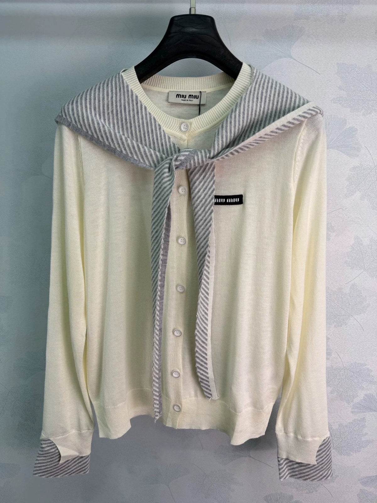 MiuMiu/26 Early Autumn New Striped Shawl Knit Cardigan
