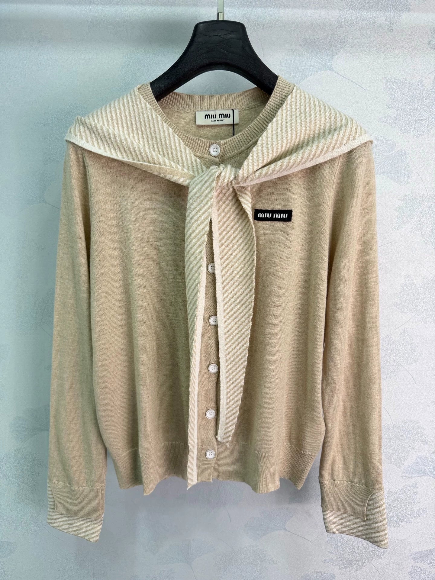 MiuMiu/26 Early Autumn New Striped Shawl Knit Cardigan