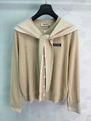 MiuMiu/26 Early Autumn New Striped Shawl Knit Cardigan