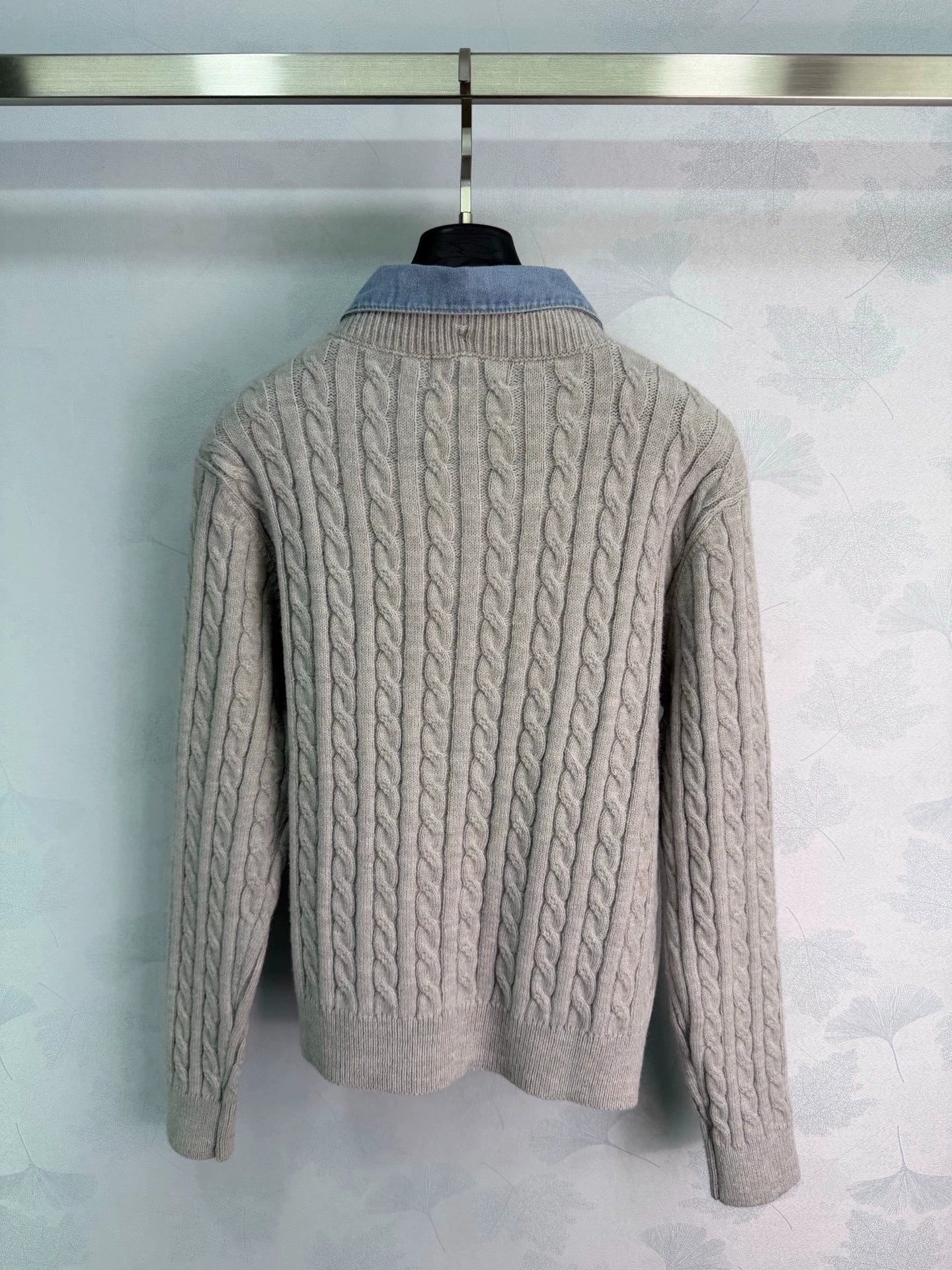 Miu Miu / Denim Patchwork Cable Knit Long Sleeve